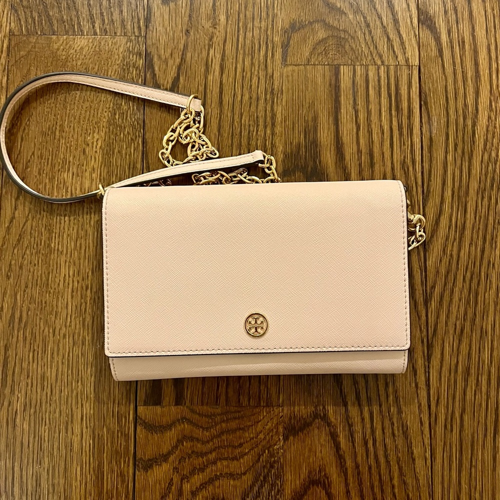 Tory Burch Emerson Chain Wallet Shoulder Leather Crossbody Bag.